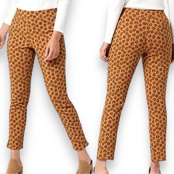 NWOT Denim & Co. Size 12 Animal Print Smooth Waist Ankle Pants - Picture 1 of 6